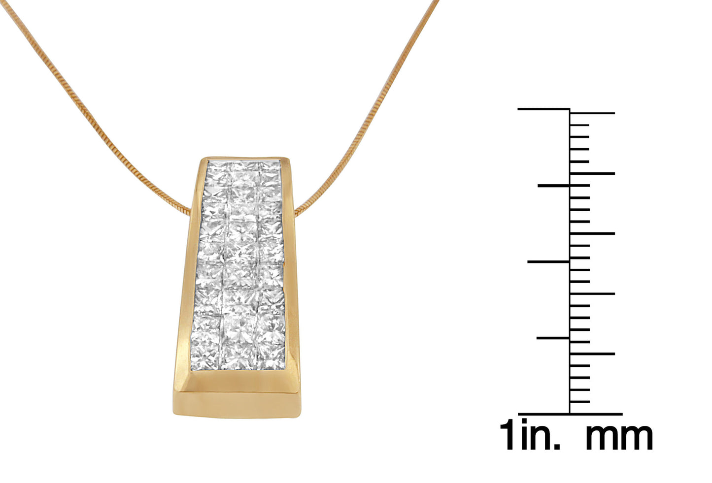 14K Yellow Gold Princess-Cut Diamond Pillar Pendant Necklace (1 5/8 cttw, H-I Color, SI1-SI2 Clarity)