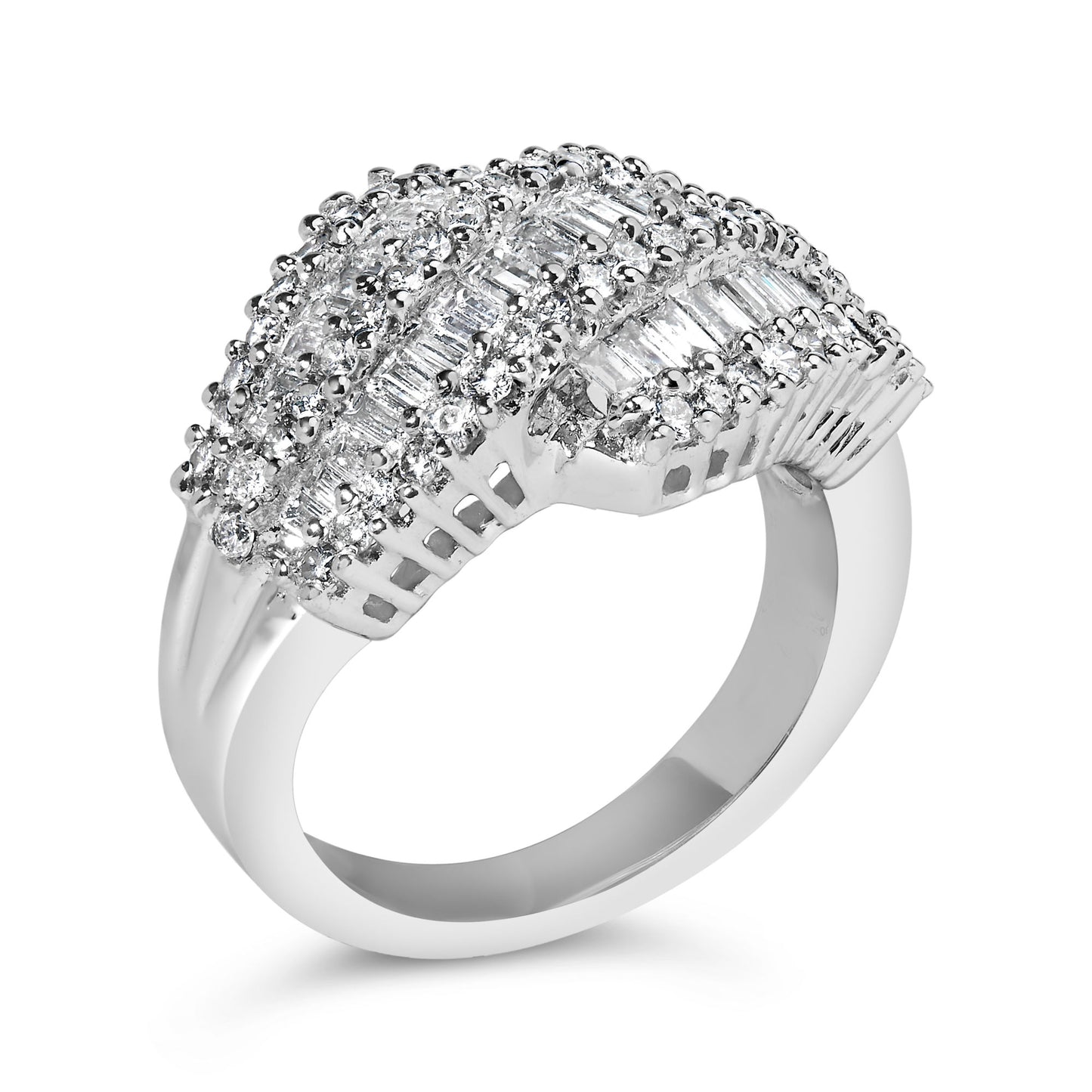 14K White Gold Diamond Cocktail Ring Band (1 3/4 Cttw, H-I Color, SI2-I1 Clarity)