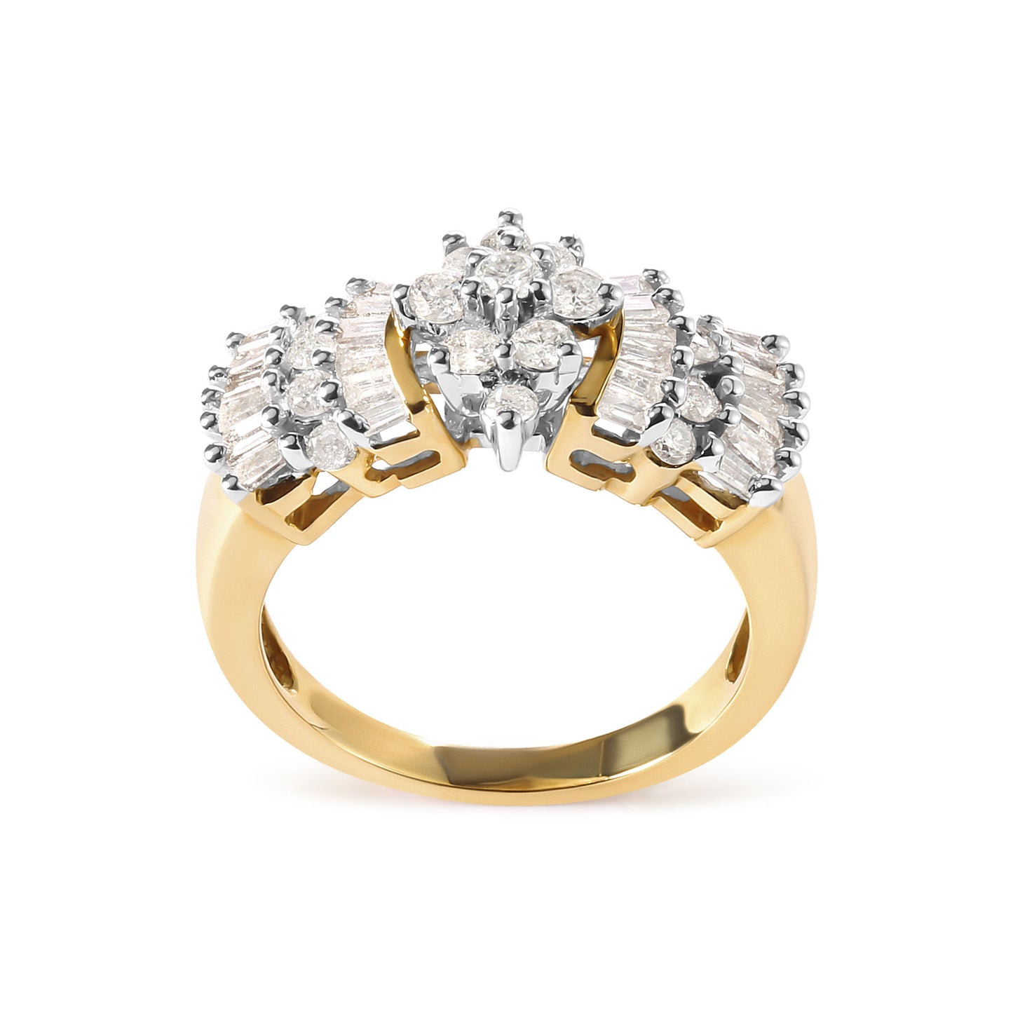 10K Yellow Gold 1.00 Cttw Diamond Starburst Ring Band (H-I Color, I1-I2 Clarity) - Ring Size 7