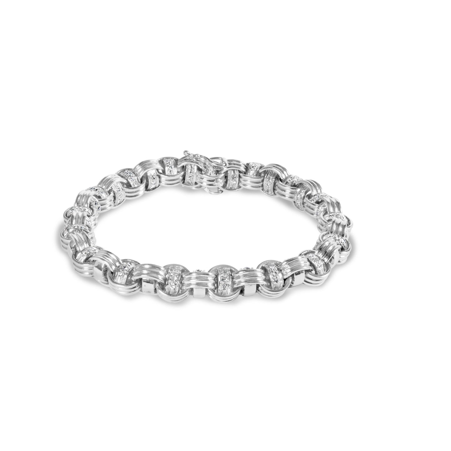 14K White Gold 1/2 Cttw Diamond Knotted Byzantine Link Bracelet (H-I Color, I2-I3 Clarity) - 7" Inches