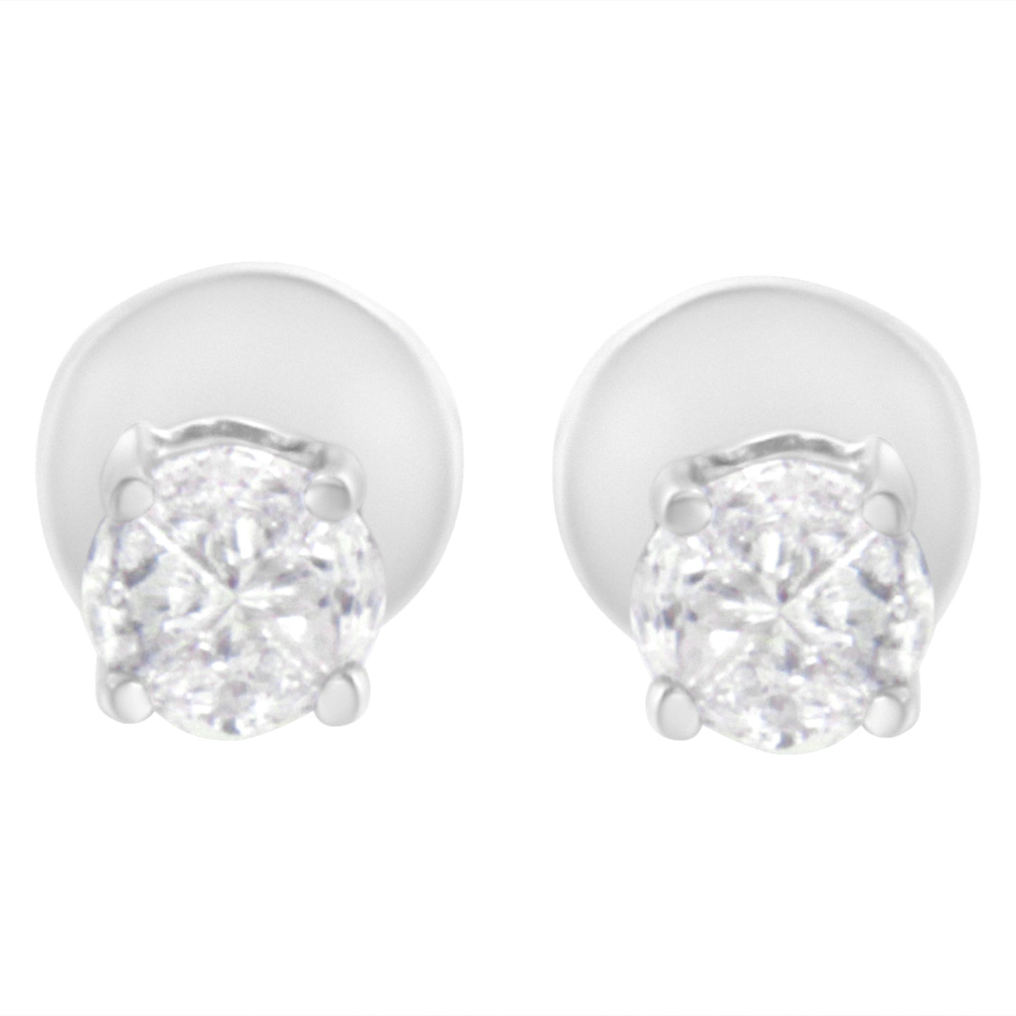 14K White Gold 1/2 Cttw Pie-Cut Diamond Solitaire Stud Earrings (H-I Color, SI1-SI2 Clarity)