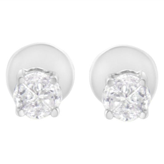 14K White Gold 1/2 Cttw Pie-Cut Diamond Solitaire Stud Earrings (H-I Color, SI1-SI2 Clarity)