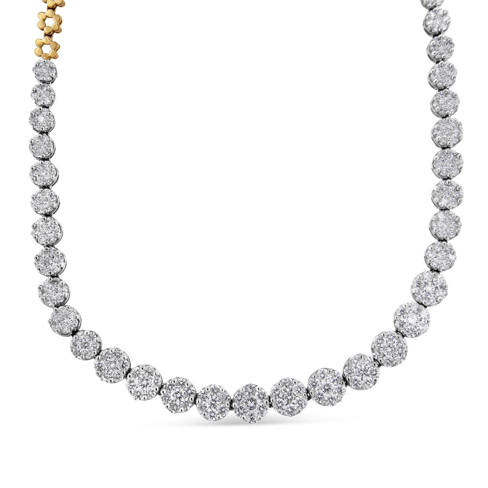 IGI Certified 14K Yellow Gold 14 3/4 cttw Pave Set Round-Cut Diamond Riviera Necklace (F-G Color, S2-I1 Clarity)