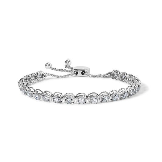 14K White Gold 6.00 Cttw Diamond 4'-10' Adjustable Bolo Tennis Bracelet (I-J Color, I1-I2 Clarity)