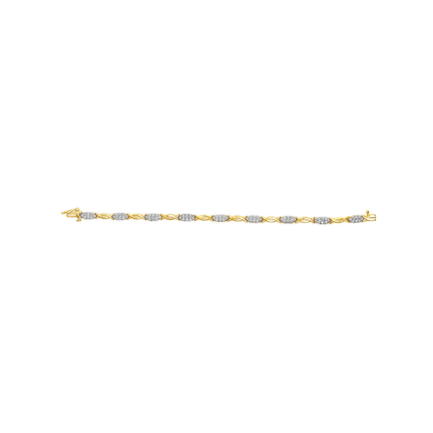 10K Yellow Gold 1.00 Cttw Round-Cut Diamond Spiral Link 7" Bracelet (H-I Color, I2-I3 Clarity)