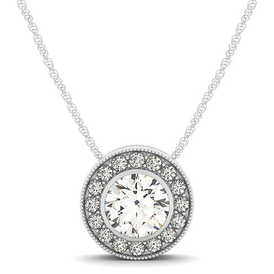 Diamond Halo with Center Bezel in 14k White Gold (5/8 cttw)