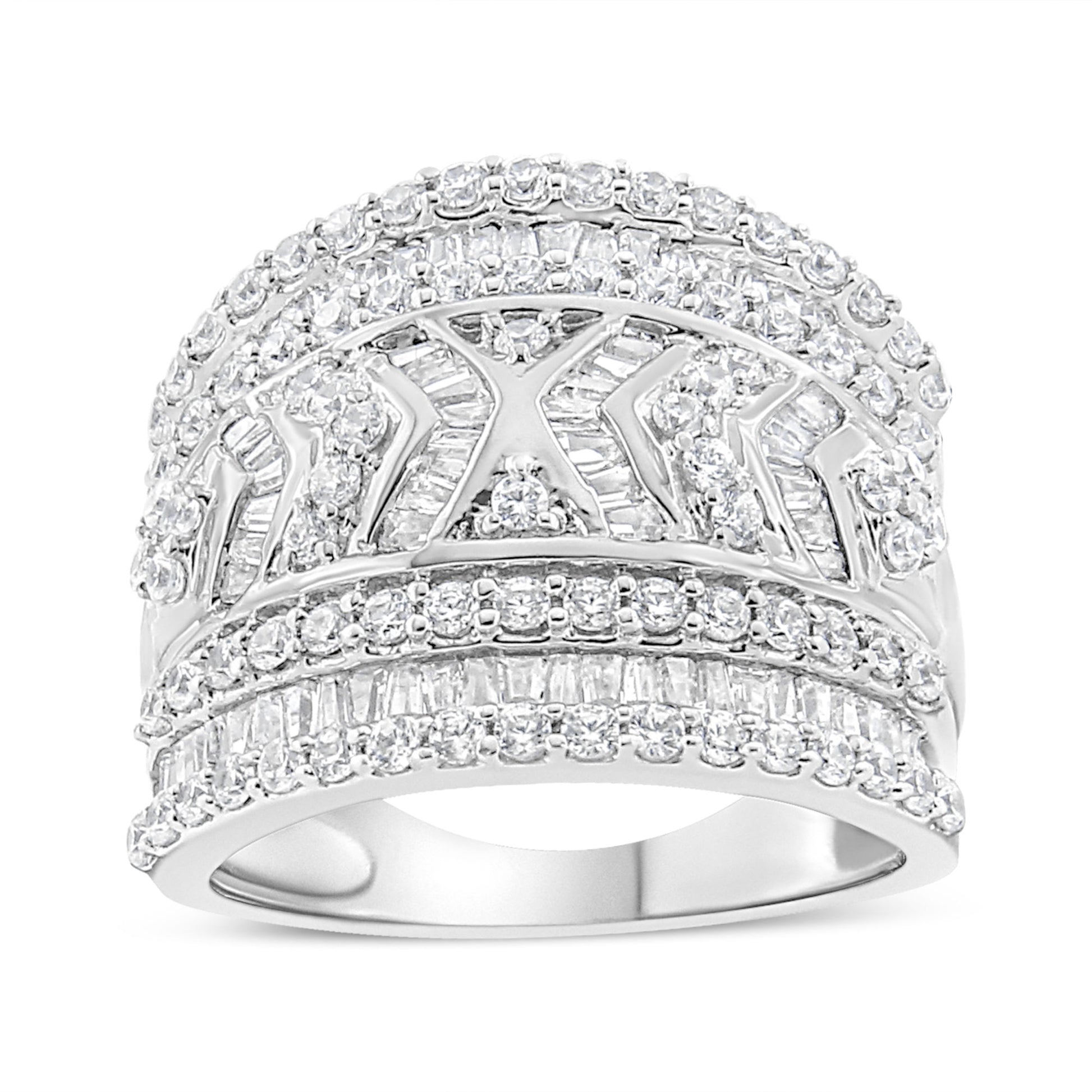 diamond edge multi row ring band