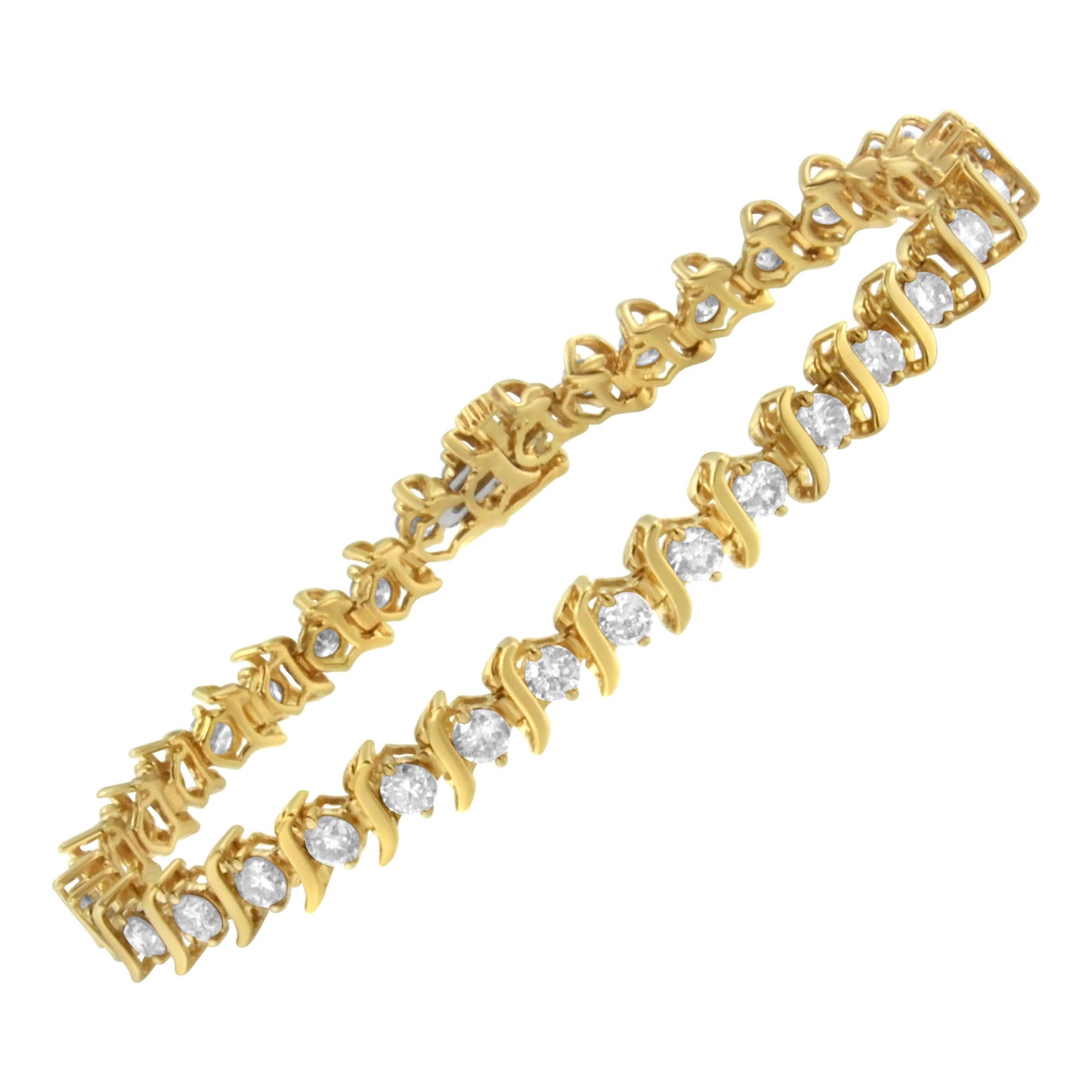 2 Micron 14KT Yellow Gold Plated Sterling Silver Diamond Link Bracelet (5 cttw, K-L Color, I2-I3 Clarity)