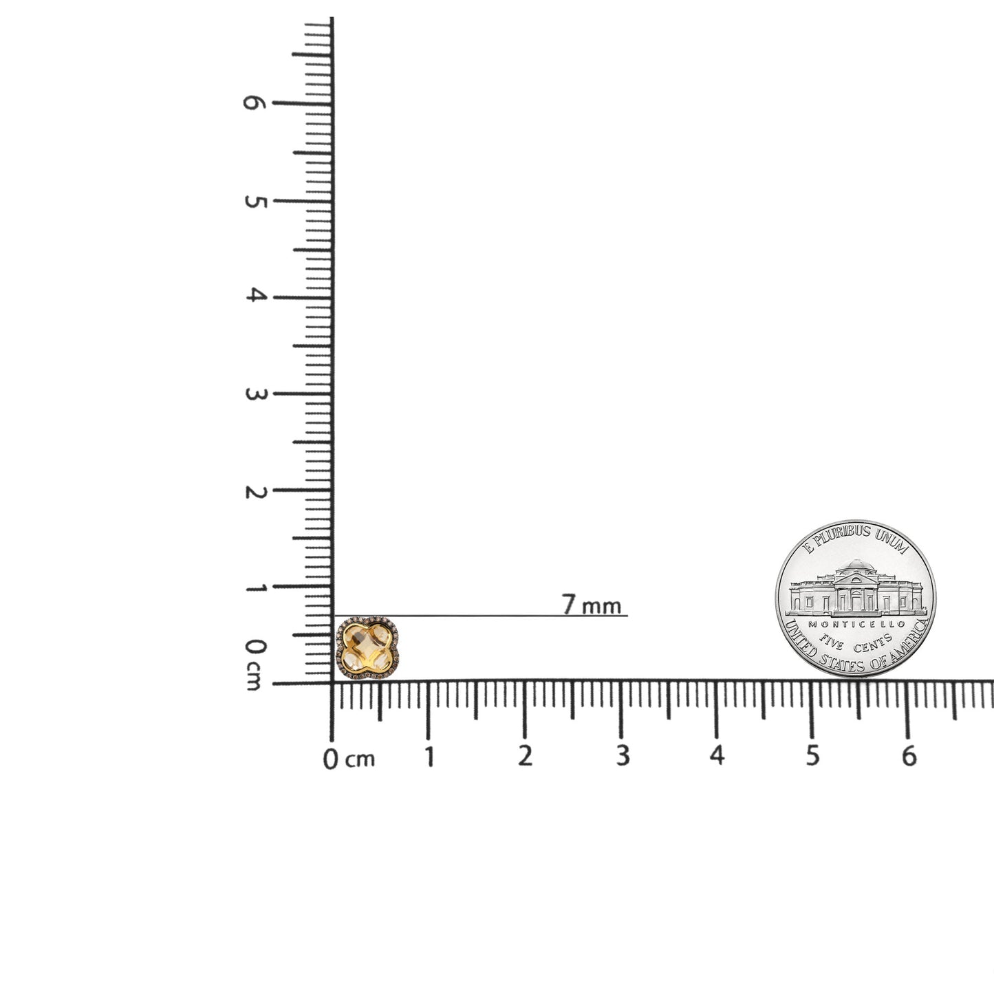 18K Yellow Gold 1/2 Cttw Brown Diamond and 11x11mm Clover-Cut Yellow Citrine Gemstone Clover Halo Stud Earrings (Brown Color, SI1-SI2 Clarity)