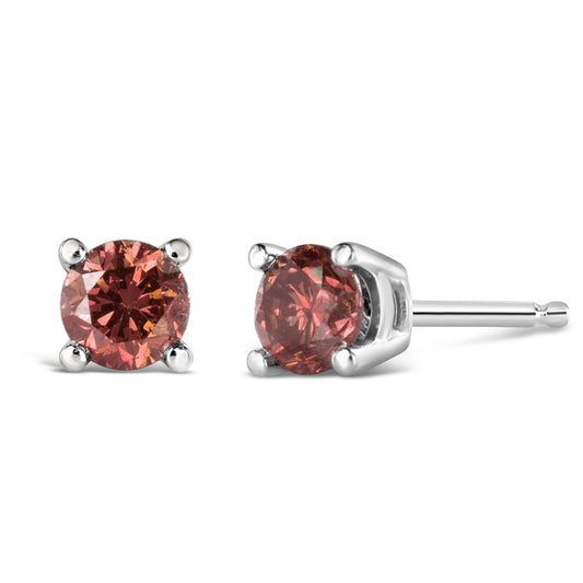 round cut pink diamond class stud earrings