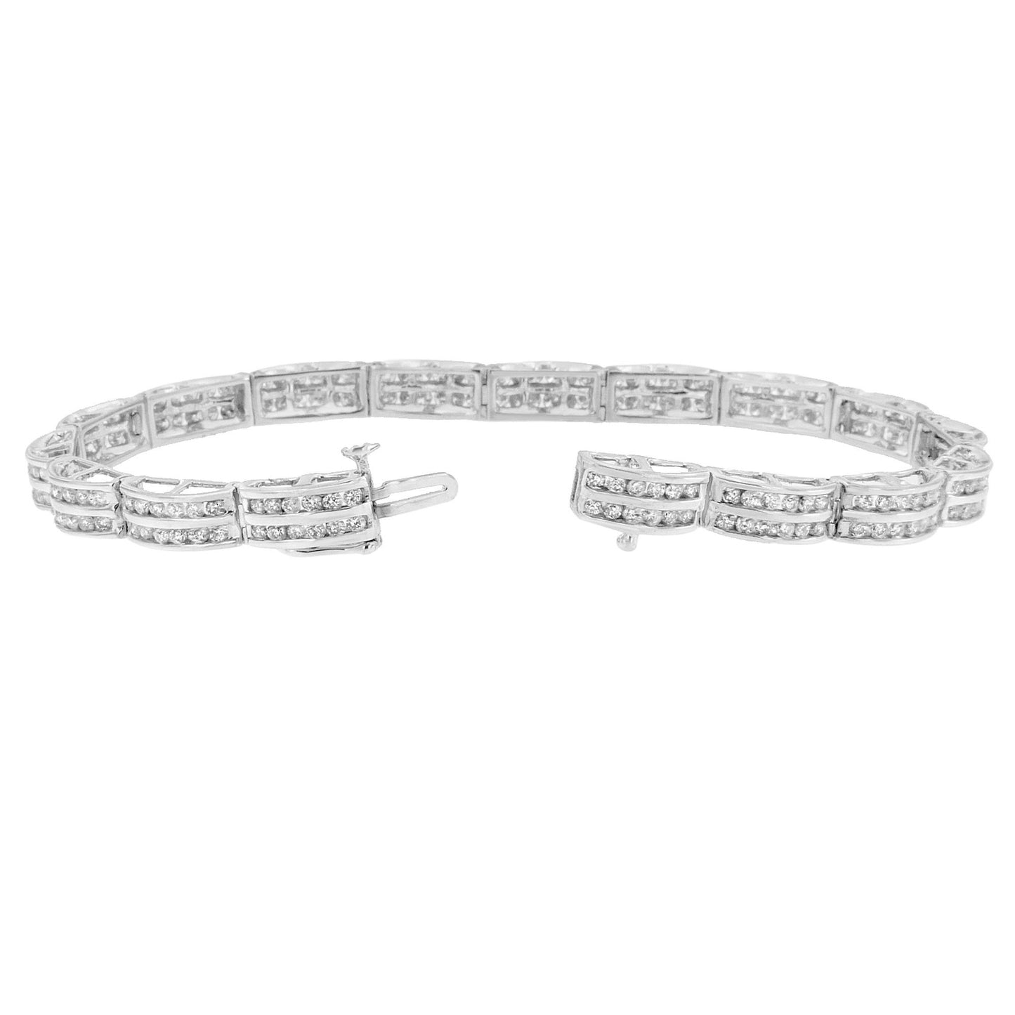 14K White Gold Round-Cut Diamond Bracelet (3.22 cttw, H-I Color, I1-I2 Clarity)