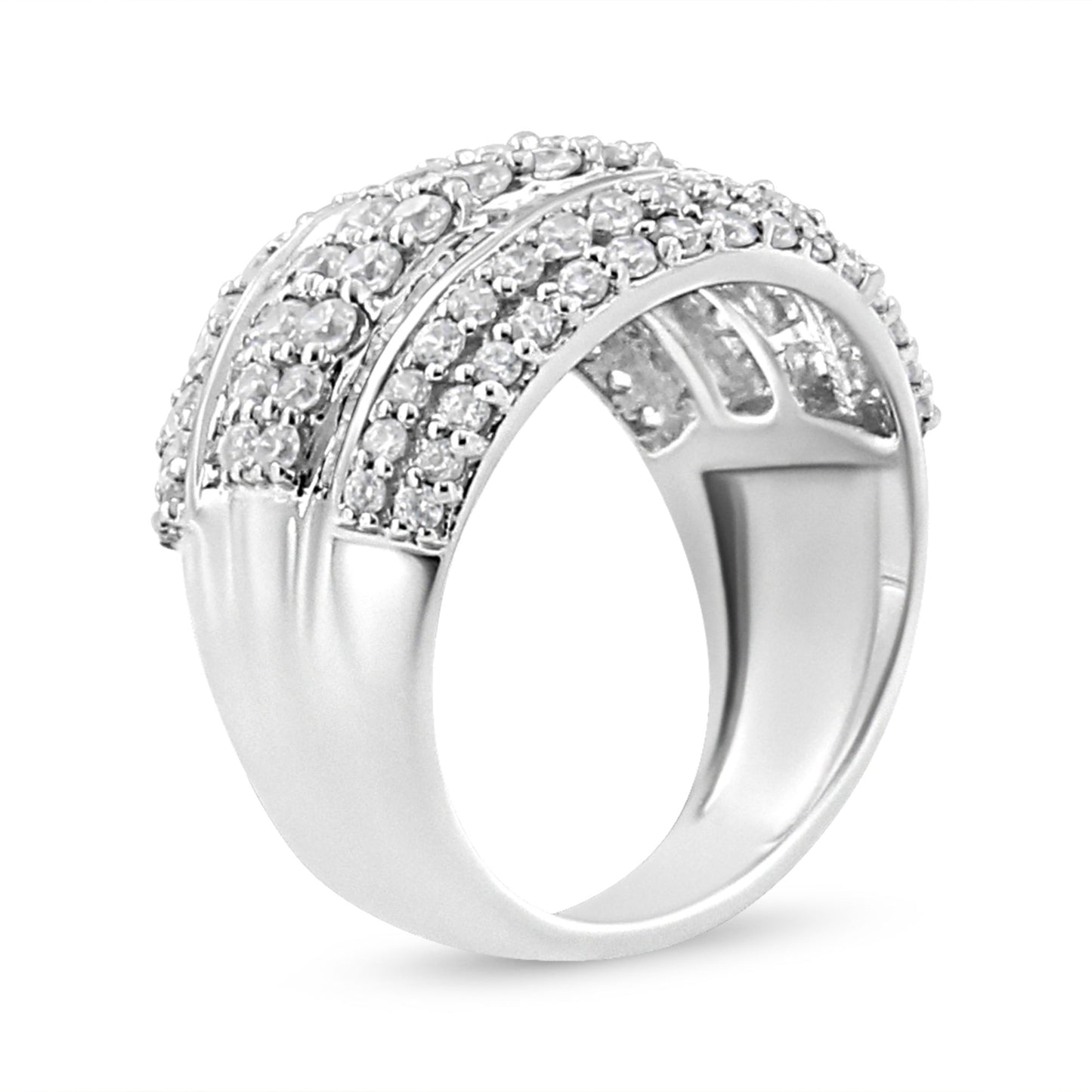 .925 Sterling Silver 2.00 Cttw Round and Baguette-Cut Diamond Cluster Ring (H-I Color, I1-I2 Clarity)