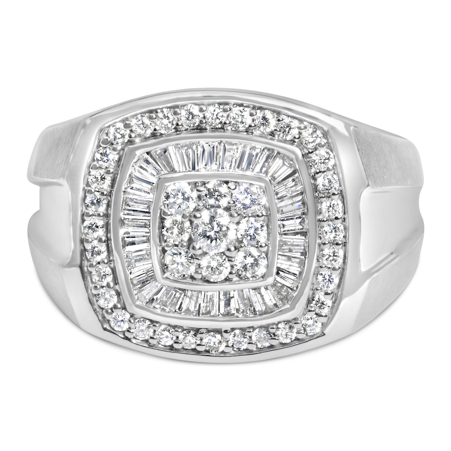 14K White Gold Men's Diamond Band Ring (1 cttw, H-I Color, SI1-I2 Clarity)