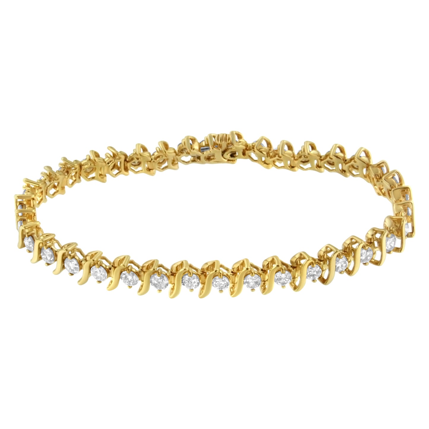 2 Micron 14KT Yellow Gold Plated Sterling Silver Diamond Link Bracelet (5 cttw, K-L Color, I2-I3 Clarity)