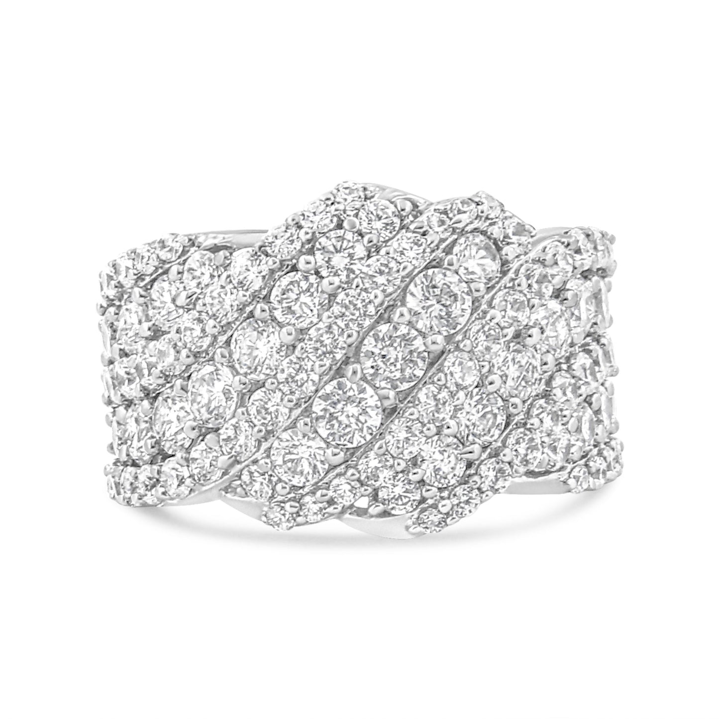 10K Gold 3.00 Cttw Diamond Multi Row Cluster Band Ring (I-J Color, I3 Clarity)