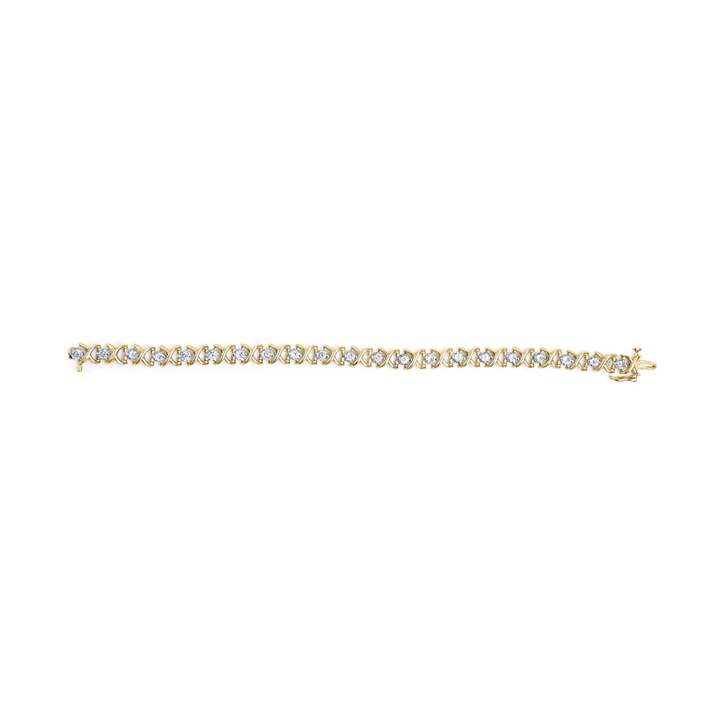 14K Yellow Gold 5.00 Cttw Round-Cut Diamond X-Link 7.5" Bracelet (J-K Color, I1-I2 Clarity)