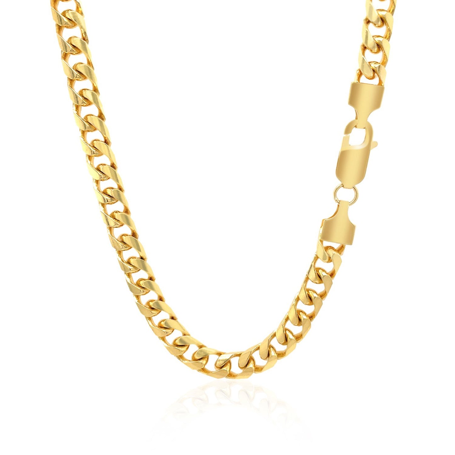 5.8mm 14k Yellow Gold Solid Miami Cuban Chain