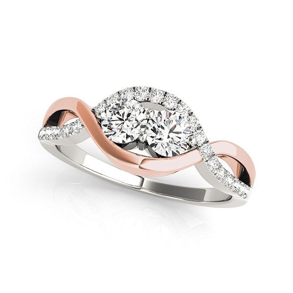 14k white and rose gold infinity style diamond ring