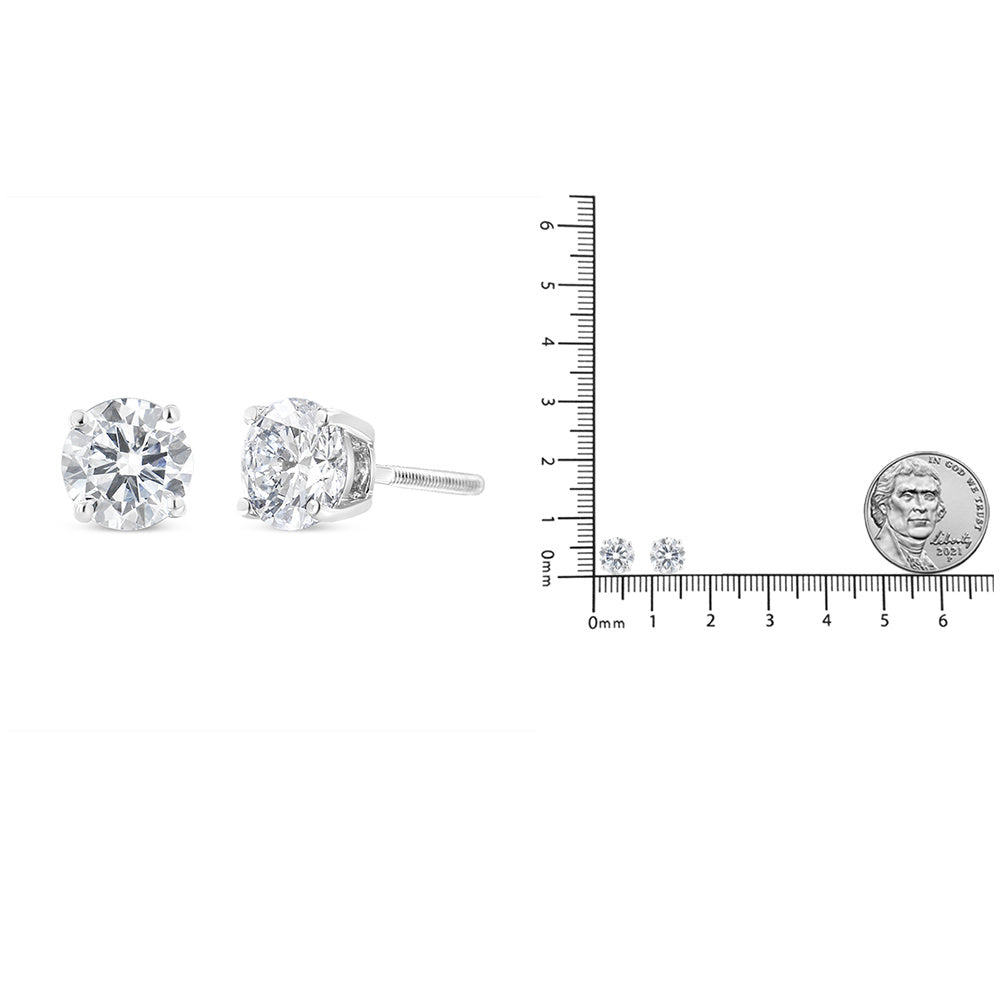 IGI Certified 14K White Gold 1 1/2 Cttw Round Diamond Solitaire Stud Earrings with Screwbacks (G-H Color, I1-I2 Clarity)