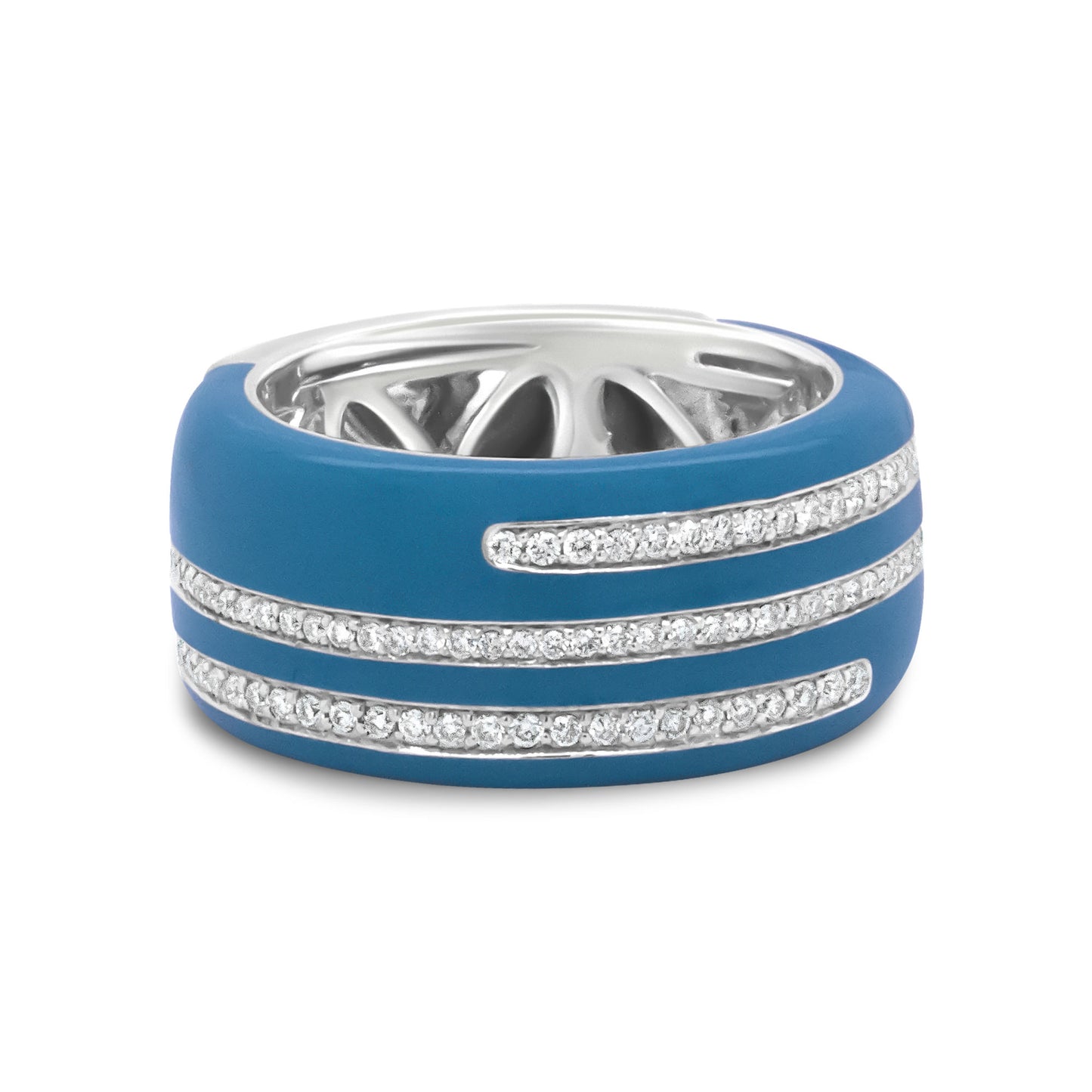 turquoise diamond wide band statement ring