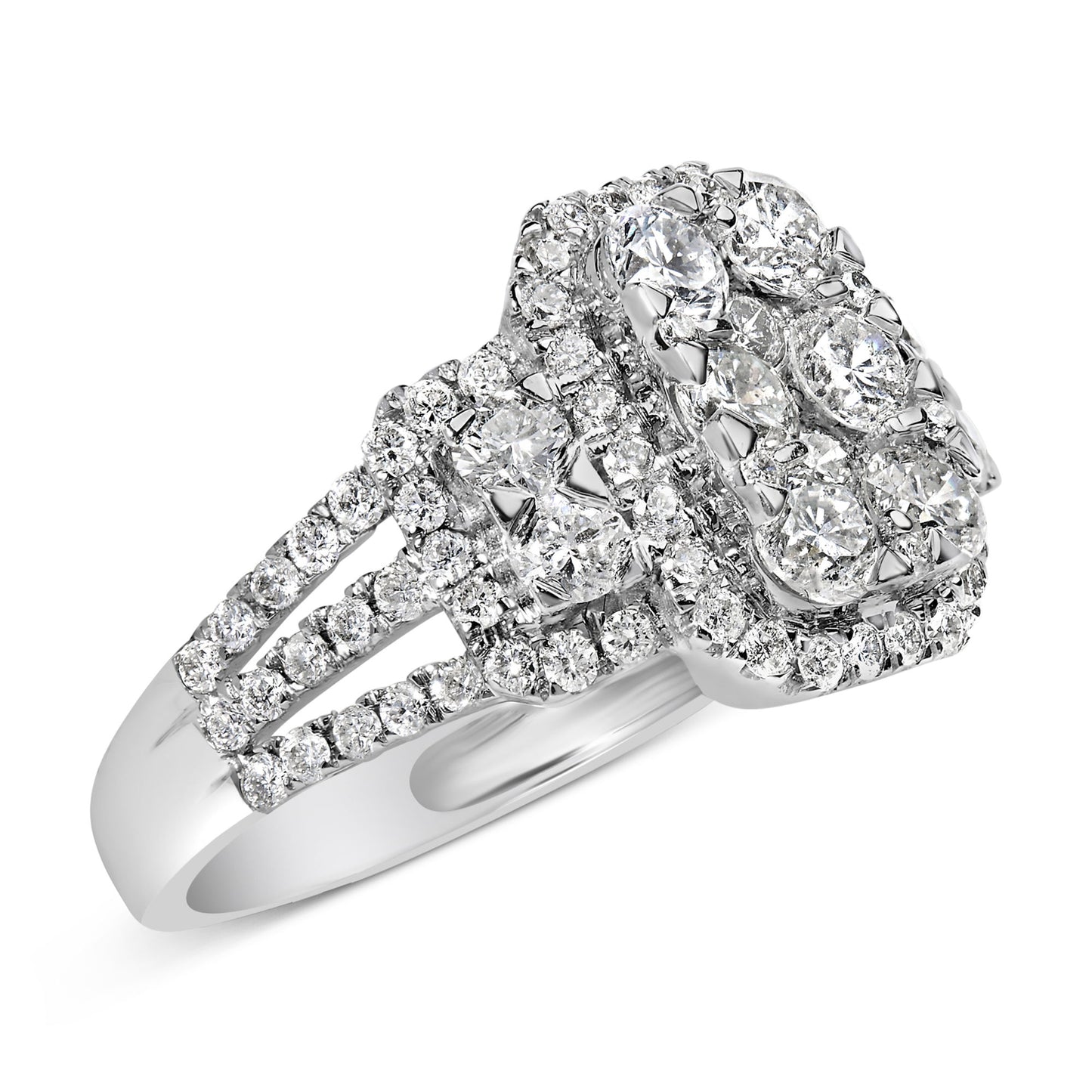 14K White Gold 2 1/4 Cttw Diamond Cocktail Cluster Ring (G-H Color, SI2-I1 Clarity)