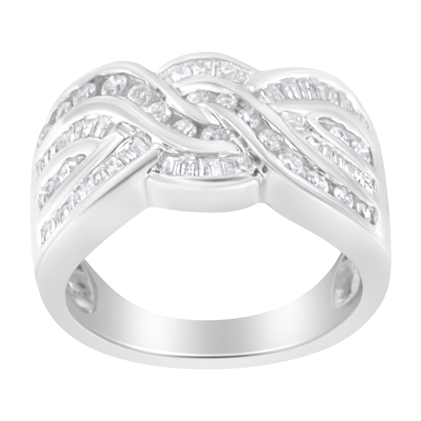 10K White Gold Diamond Bypass Ring (1 Cttw, H-I Color, I1-I2 Clarity)