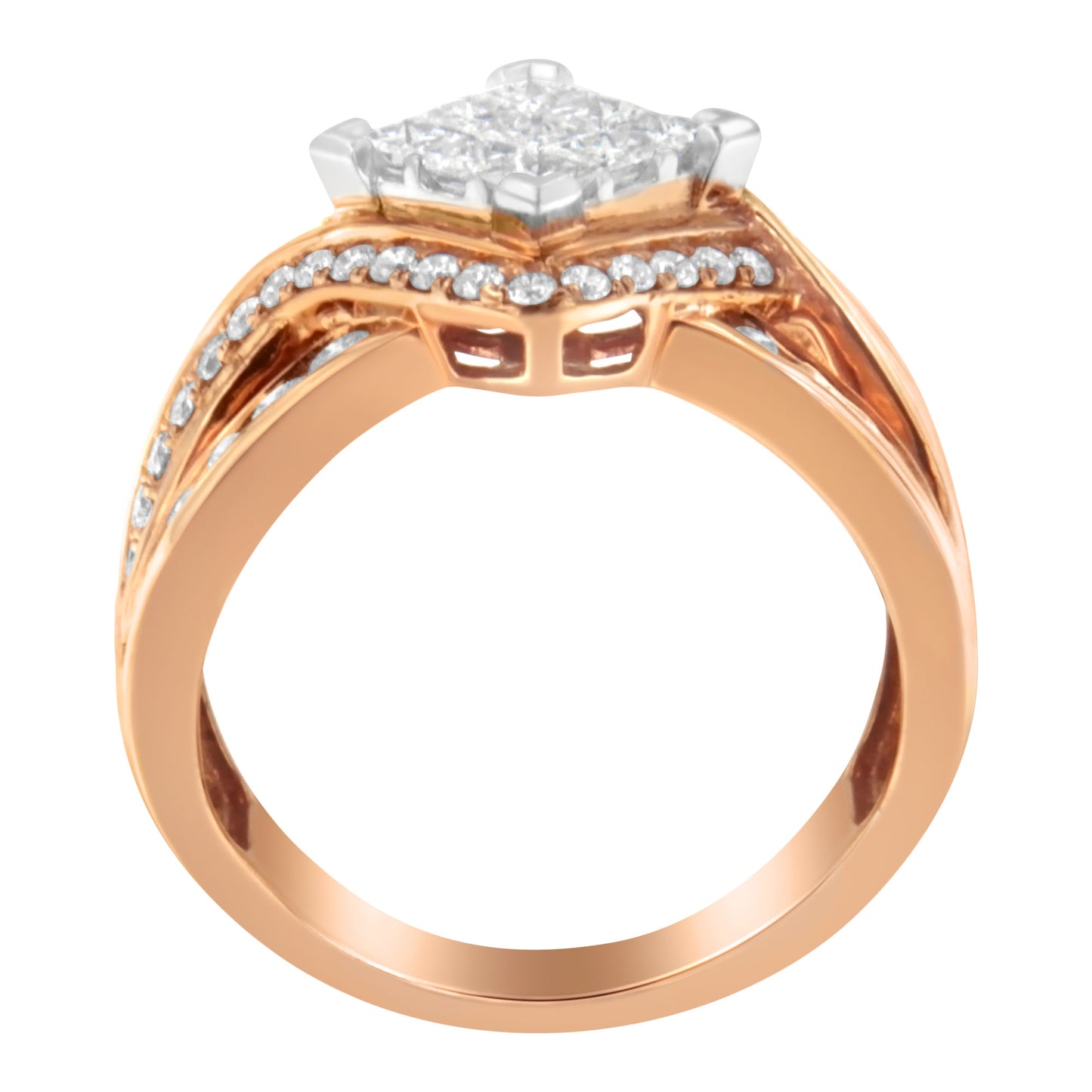 Two-Tone 10KT Gold Diamond Bypass Cocktail Ring (1 1/2 cttw, H-I Color, I1-I2 Clarity)