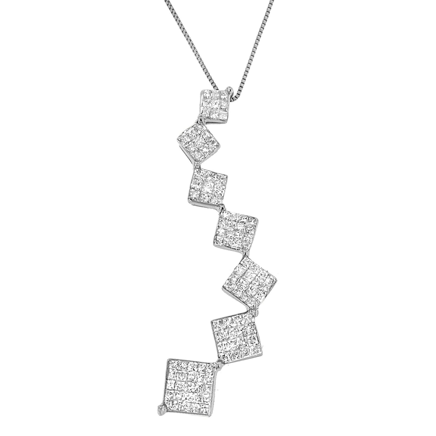 10K White Gold 1 cttw Diamond Snake Curved Pendant Necklace (H-I, I1-I2)