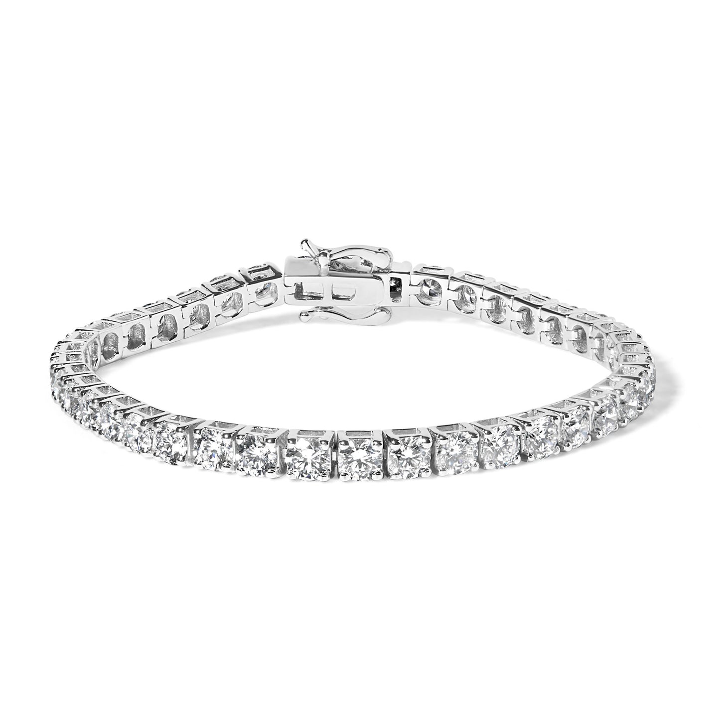 14K White Gold 4-Prong Set Lab Grown Round Diamond Classic Tennis Bracelet (F-G Color, VS1-VS2 Clarity) - 7.25\"