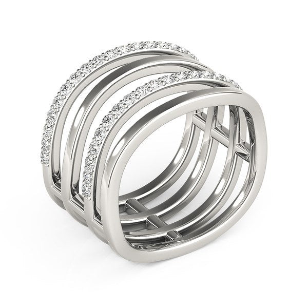 14k White Gold Multiple Band Design Ring with Diamonds (3/8 cttw)