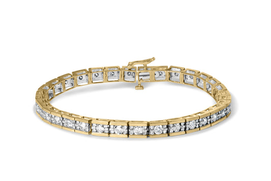 14K Yellow Gold 4.00 Cttw Channel Set Diamond Tennis Bracelet (J-K Color, I1-I2 Clarity) - 7.5" Inches