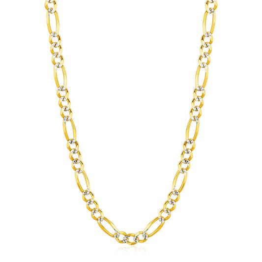 6.0mm 14K Yellow Gold Solid Pave Figaro Chain