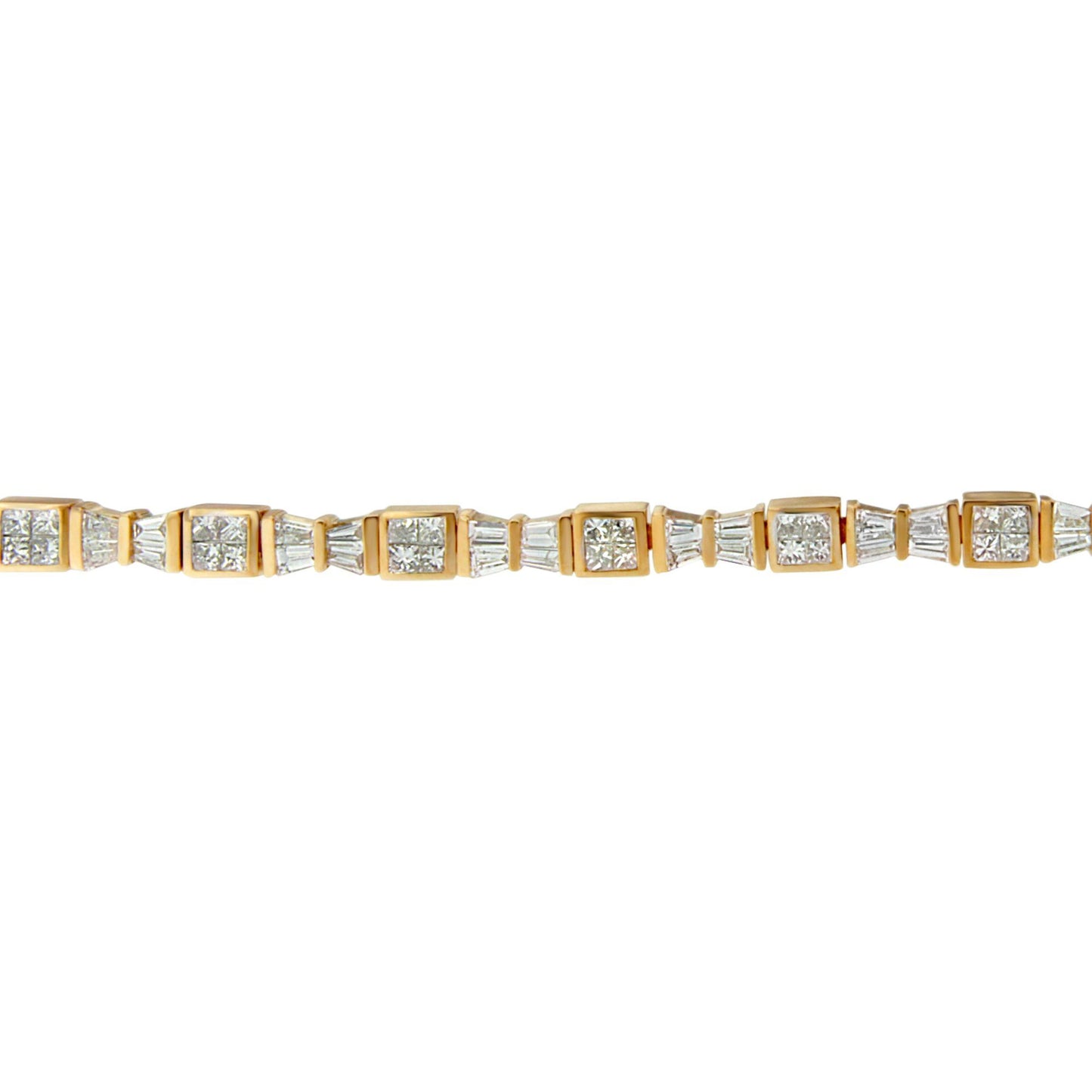 14K Yellow Gold Princess and Baguette Cut Diamond Bow Bracelet (5 3/4 cttw, H-I Color, SI1-SI2 Clarity)