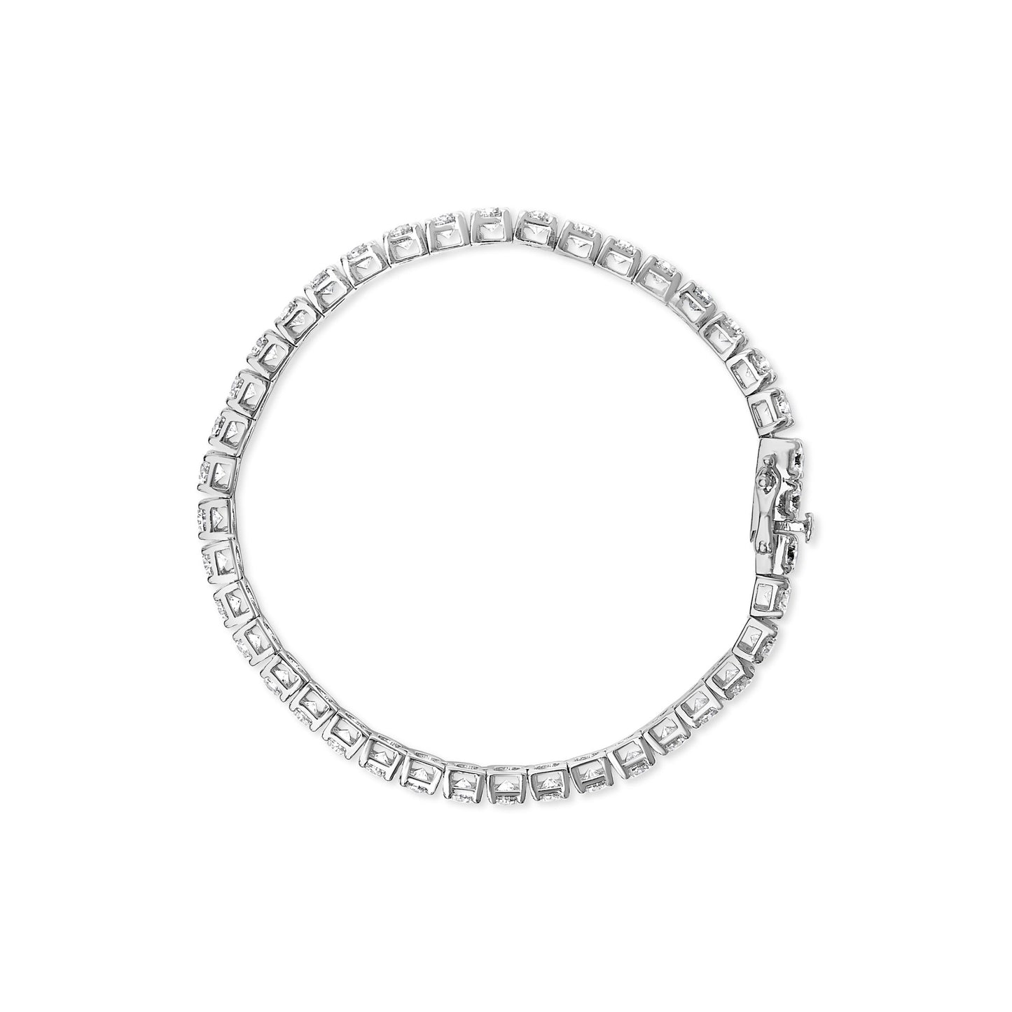 14K White Gold 4-Prong Set Lab Grown Round Diamond Classic Tennis Bracelet (F-G Color, VS1-VS2 Clarity) - 7.25\"