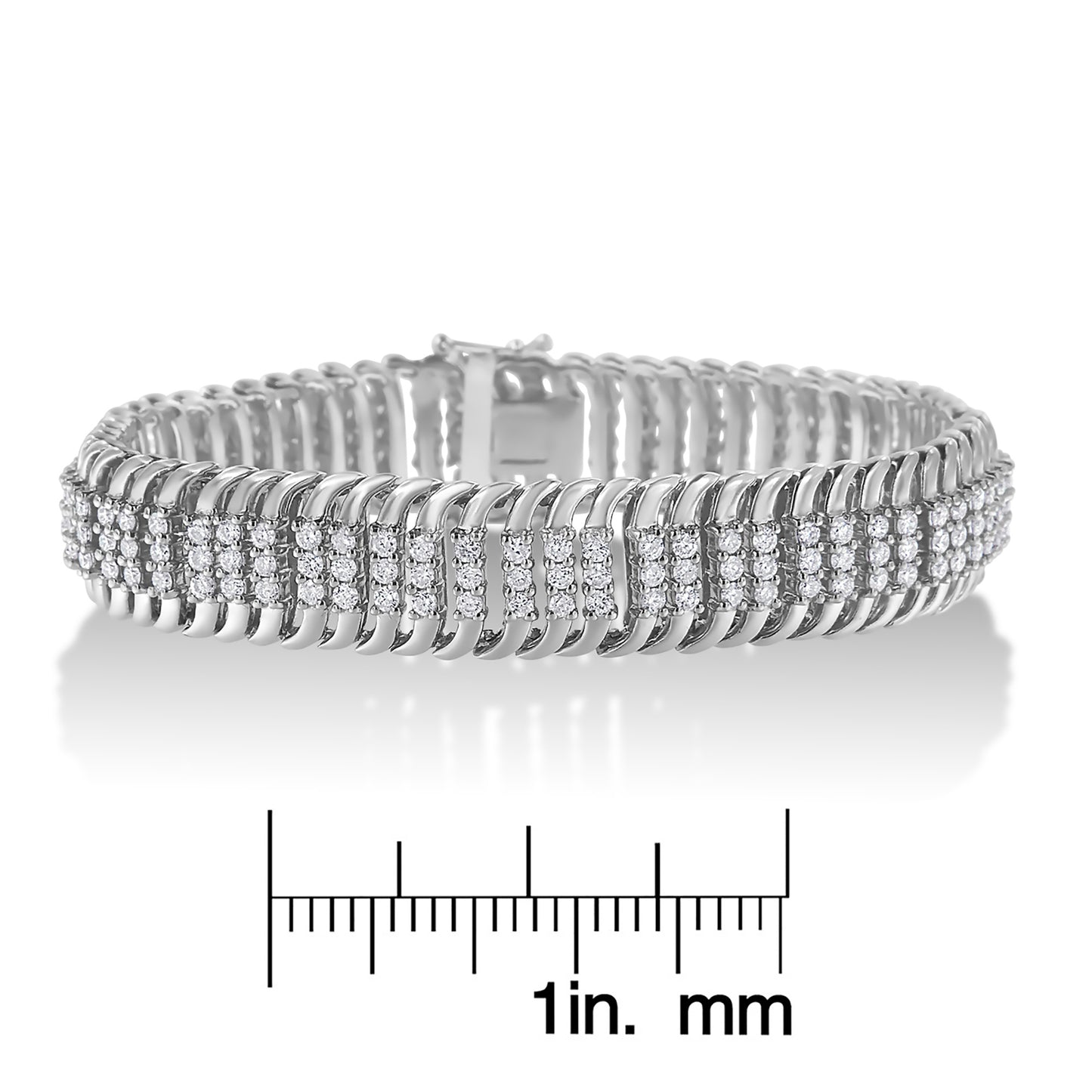 14K White Gold 5.0 Cttw Round Brilliant Cut Diamond 7" S Wave Serpentine Tennis Bracelet (H-I Color, I1-I2 Clarity)