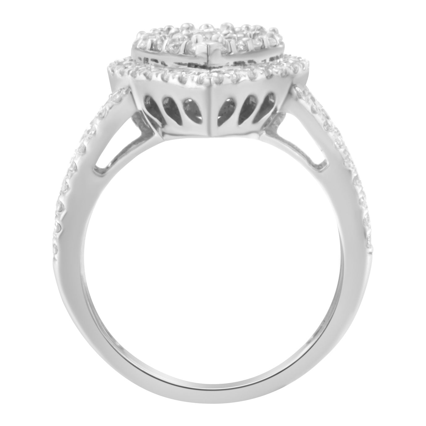 .925 Sterling Silver Diamond Cluster Ring (1 1/2 Cttw, H-I Color, I1-I2 Clarity)