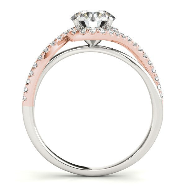 white and rose gold bypass engagement ring band