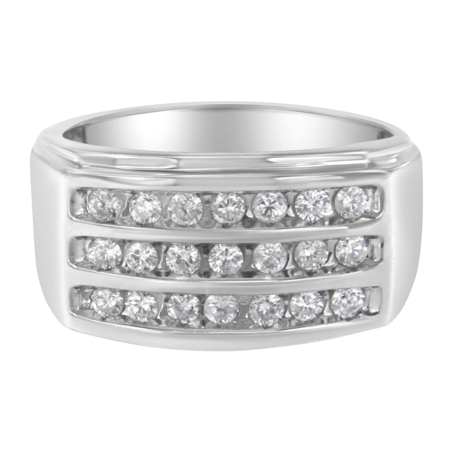 14K White Gold Men's Diamond Channel Set Band Ring (1 cttw, H-I Color, SI2-I1 Clarity)