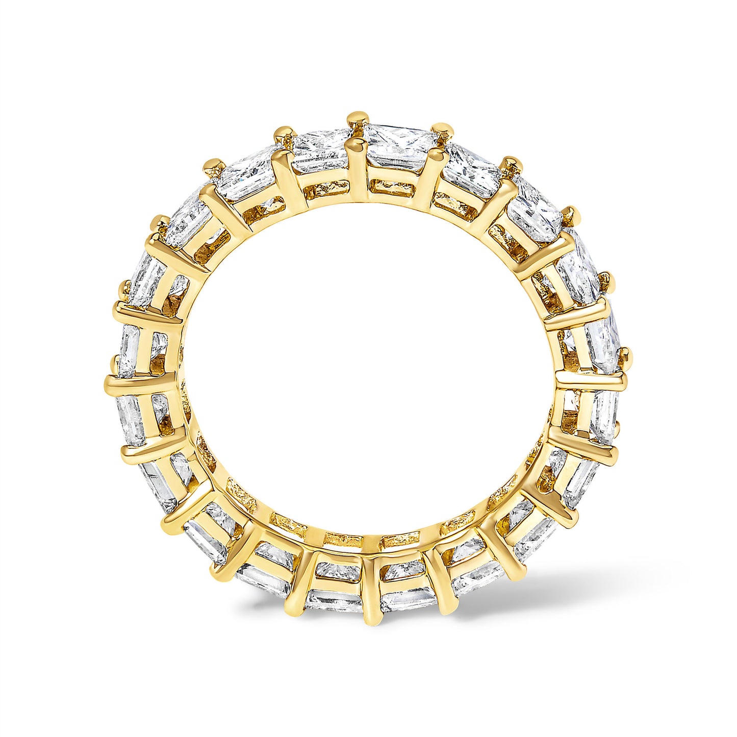 14K Yellow Gold 4.00 Cttw Shared Prong Set Princess Cut Diamond Eternity Band Ring (J-K Color, VS1-VS2 Clarity)