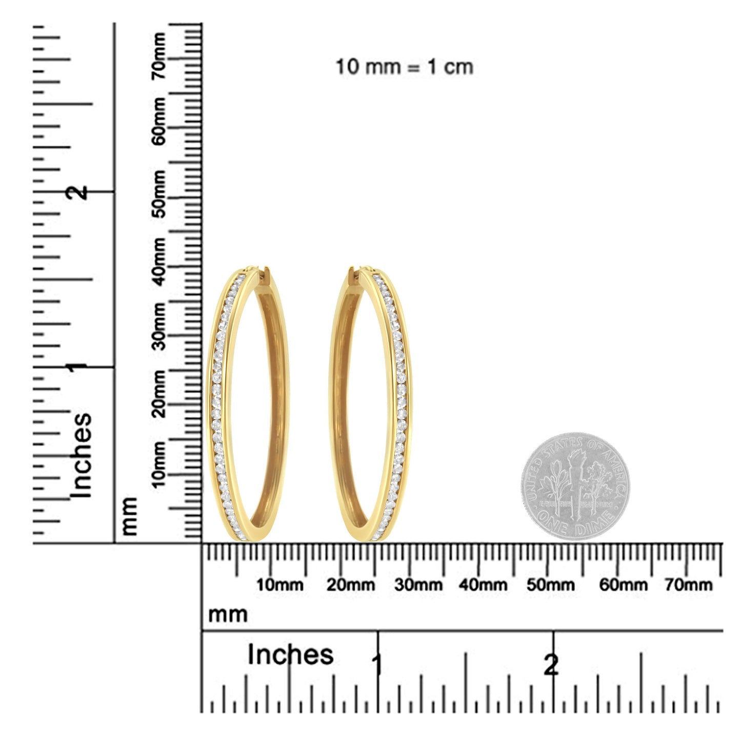 14K Yellow Gold 1.0 Cttw Round Brilliant Cut Diamond Channel Set Circle Hoop Earrings (I-J Color, I1-I2 Clarity)