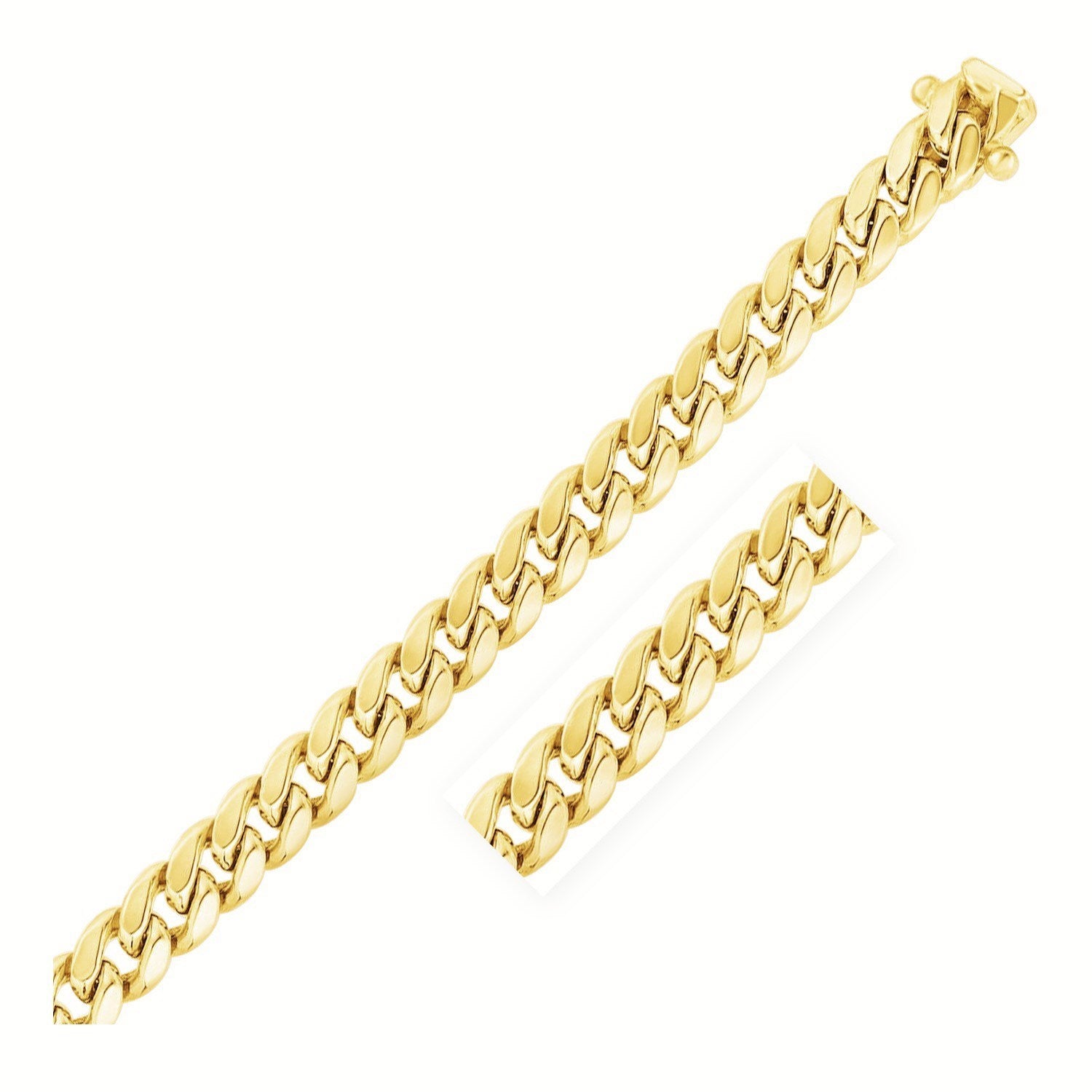 14k yellow gold semi solid miami cuban gold chain