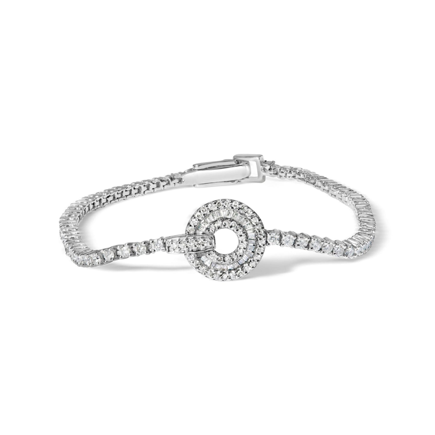 14k white gold tennis bracelet with medallion