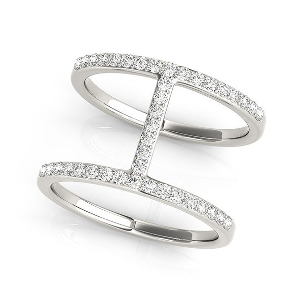 14k White Gold Dual Band Bridge Style Diamond Ring (3/8 cttw)