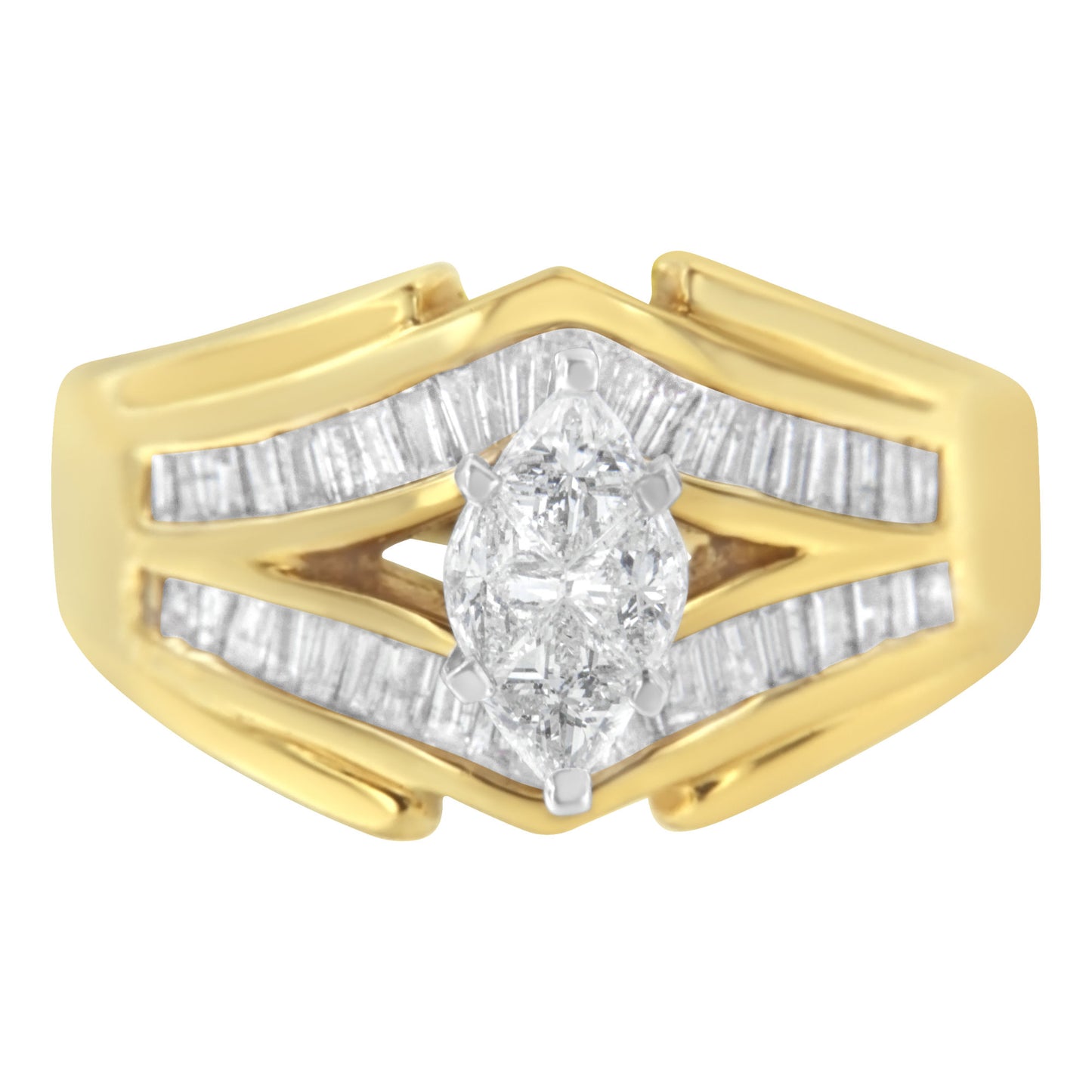 14KT Two-Toned Gold Diamond Cocktail Ring (1 cttw, H-I Color, SI1-SI2 Clarity)