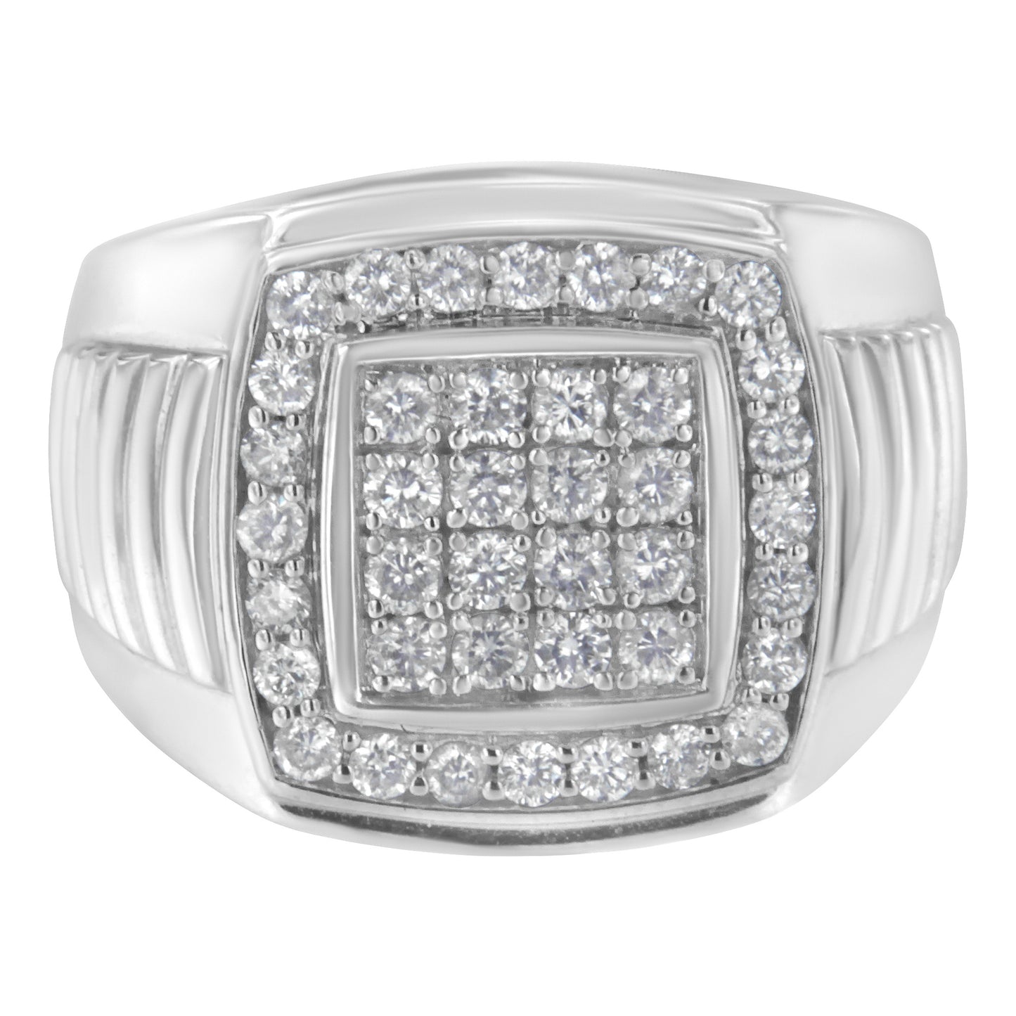 14K White Gold Men's Diamond Squared Band Ring (1 cttw, H-I Color, SI2-I1 Clarity)