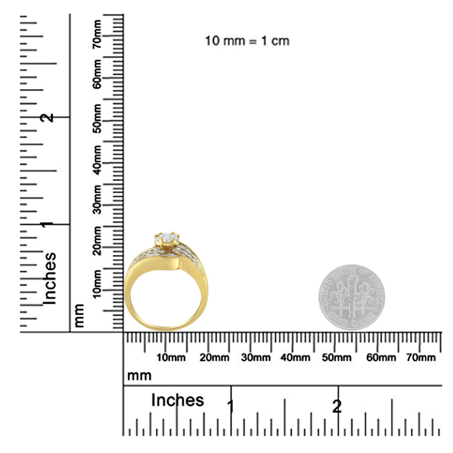 14K Yellow Gold Diamond Cocktail Bypass Ring (1 1/2 Cttw, H-I Color, SI2-I1 Clarity)