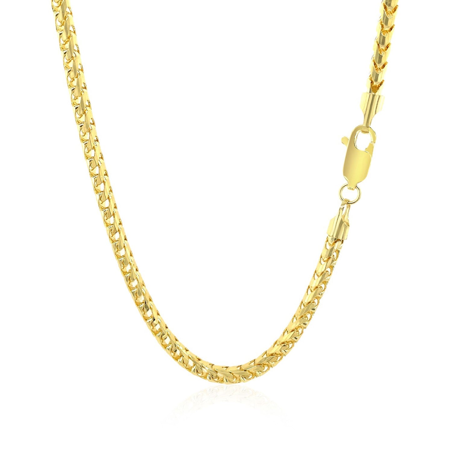 3.1mm 14k Yellow Solid Gold Diamond Cut Round Franco Chain