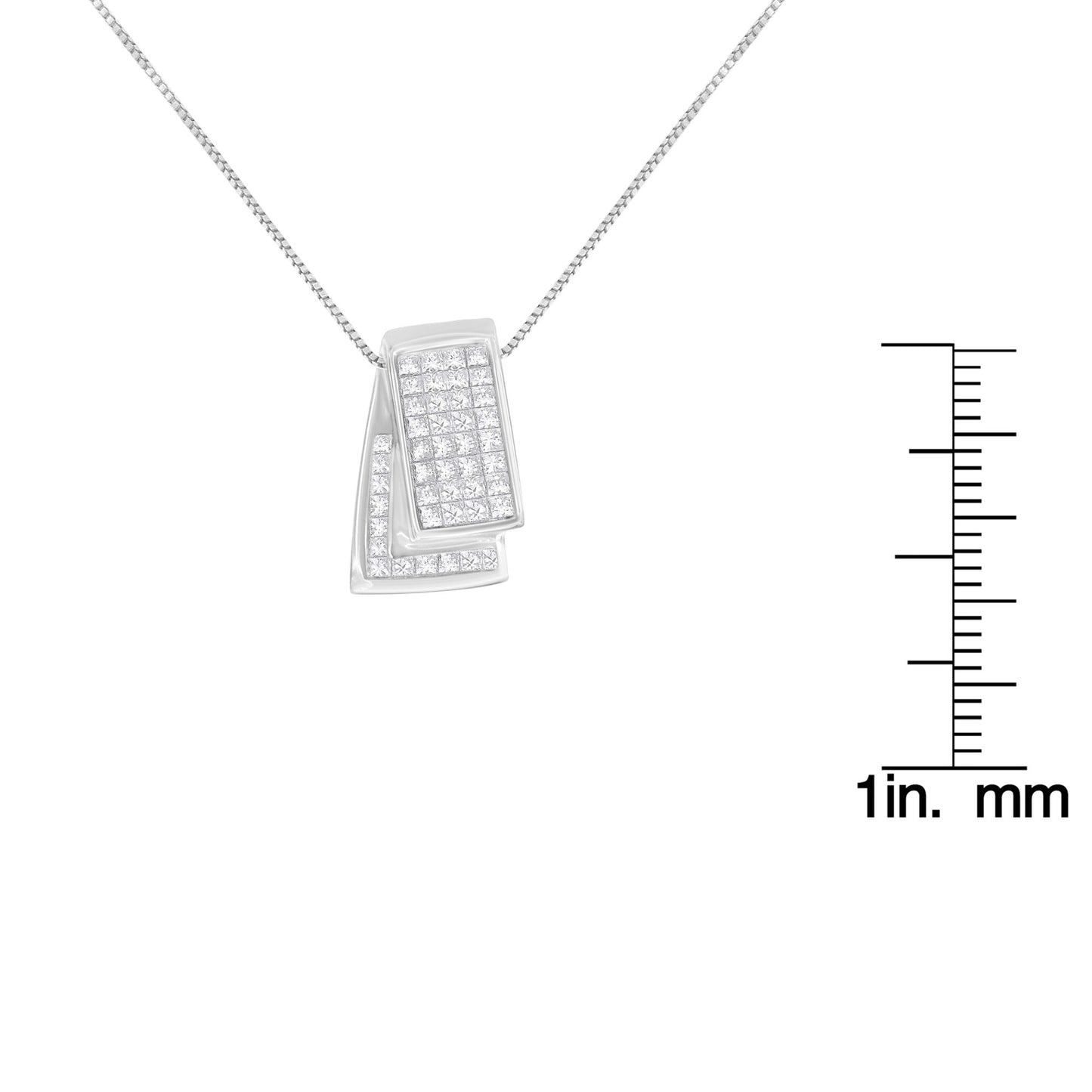 14K Gold 1.0 Cttw Princess Cut Diamond Two Tone Foldover Box Pendant 18' Box Chain Necklace (H-I Color, SI2-I1 Clarity)