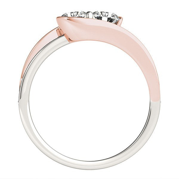 Two Stone Diamond Ring in 14k White And Rose Gold (3/4 cttw)