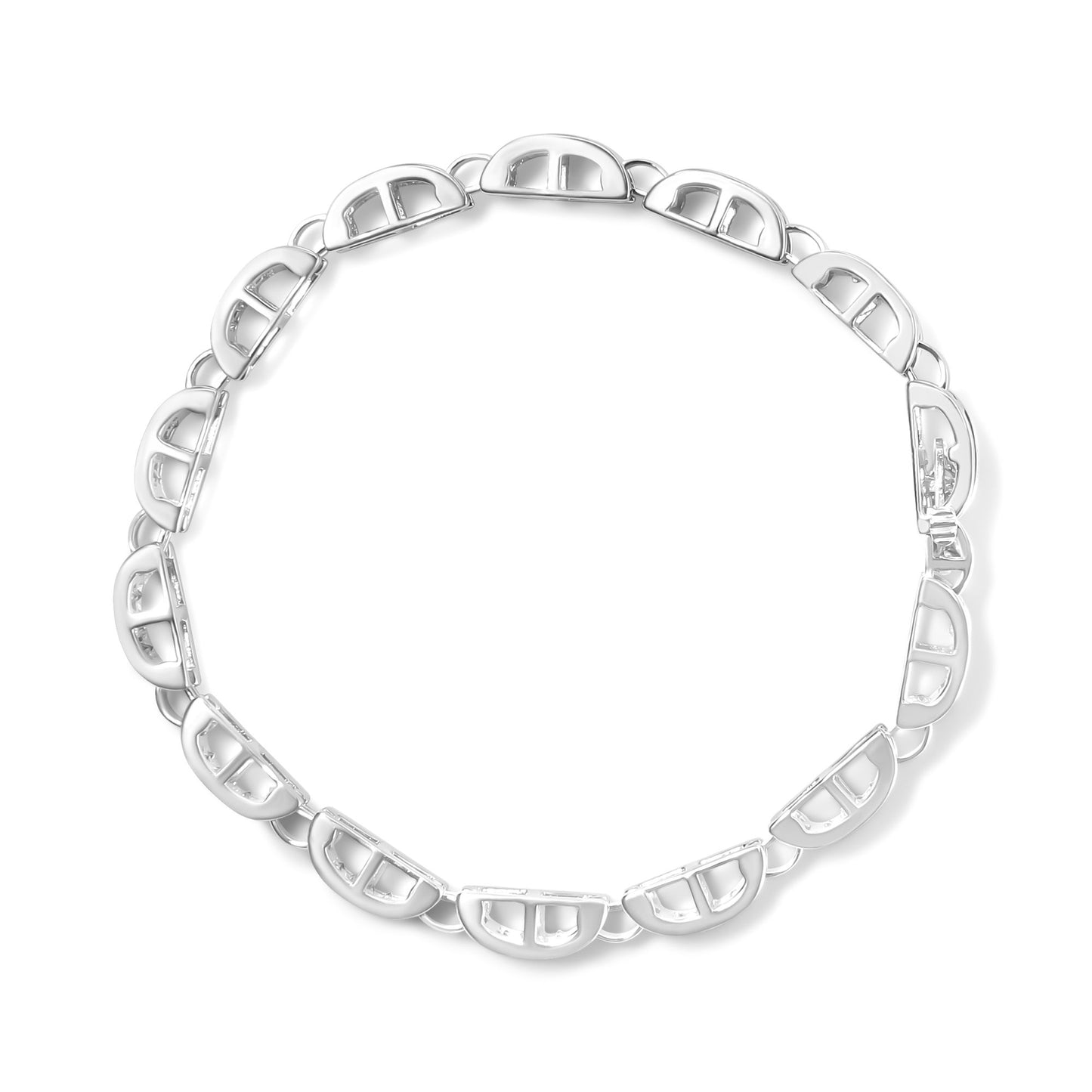 14K White Gold 3.0 Cttw Invisible Set Princess Cut Diamond Link and Buckle 7.25" Tennis Bracelet (I-J Color, I1-I2 Clarity)